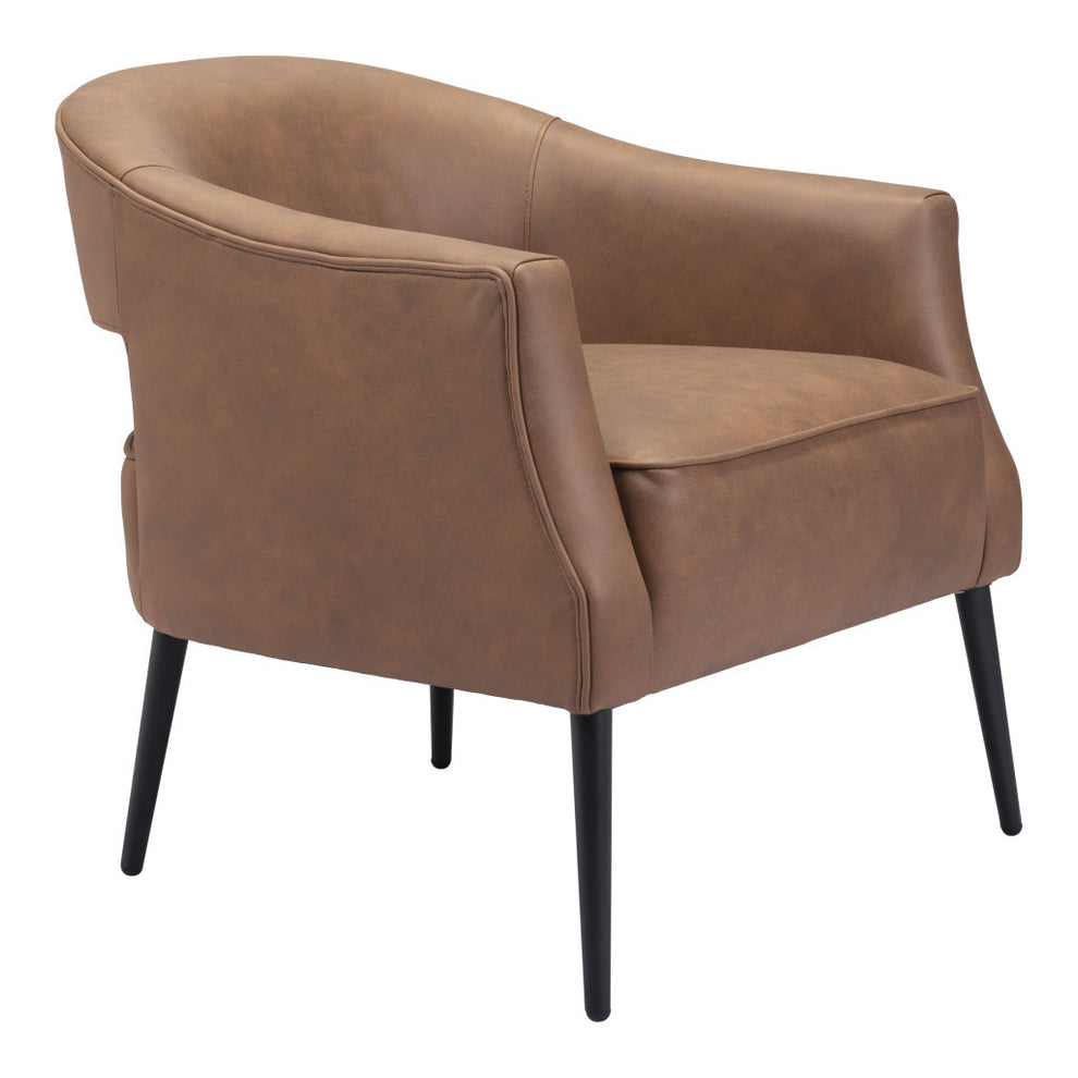 Brown And Black Faux Leather And Upholstered Club Chair By Homeroots | Accent Chairs | Modishstore - 7