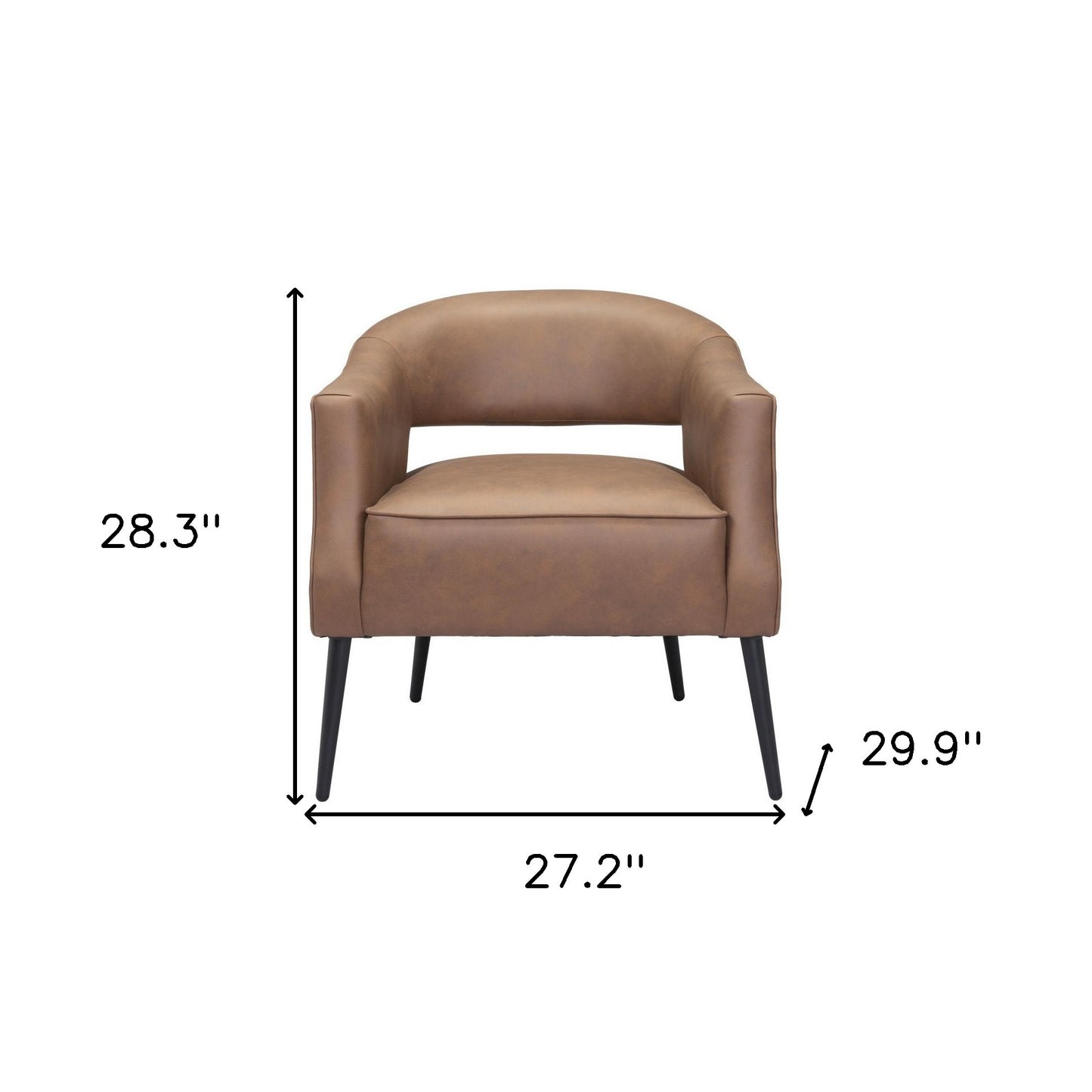 Brown And Black Faux Leather And Upholstered Club Chair By Homeroots | Accent Chairs | Modishstore - 8