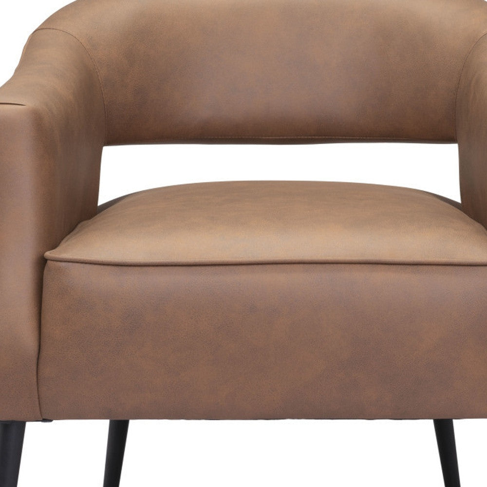 Brown And Black Faux Leather And Upholstered Club Chair By Homeroots | Accent Chairs | Modishstore - 3