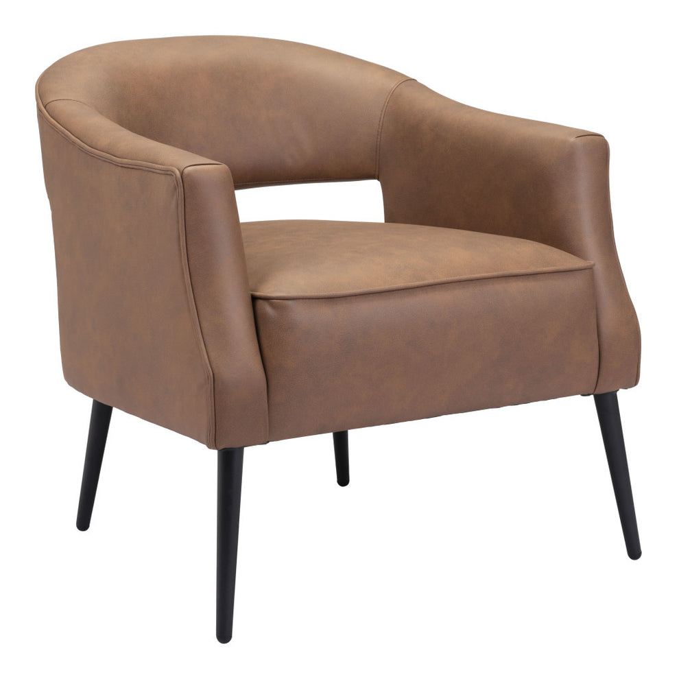 Brown And Black Faux Leather And Upholstered Club Chair By Homeroots | Accent Chairs | Modishstore - 4