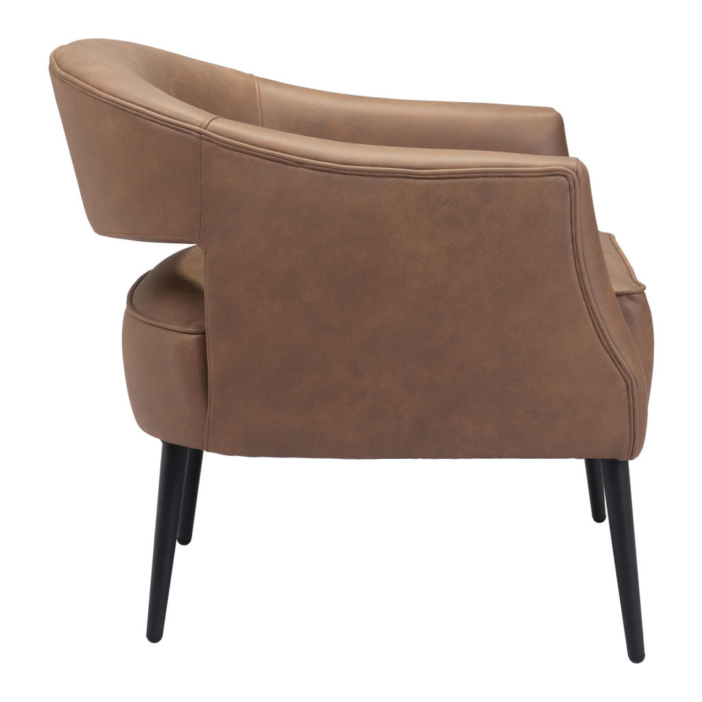 Brown And Black Faux Leather And Upholstered Club Chair By Homeroots | Accent Chairs | Modishstore - 5