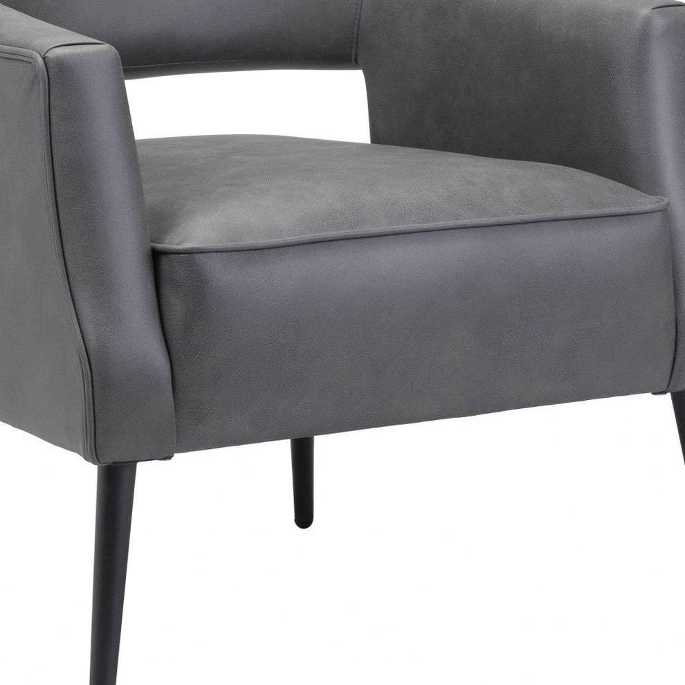Gray And Gold Faux Leather And Upholstered Arm Chair By Homeroots | Accent Chairs | Modishstore - 7