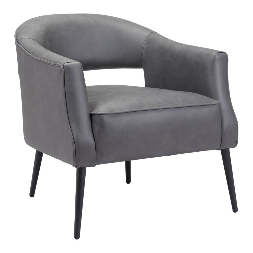 Gray And Gold Faux Leather And Upholstered Arm Chair By Homeroots | Accent Chairs | Modishstore - 2