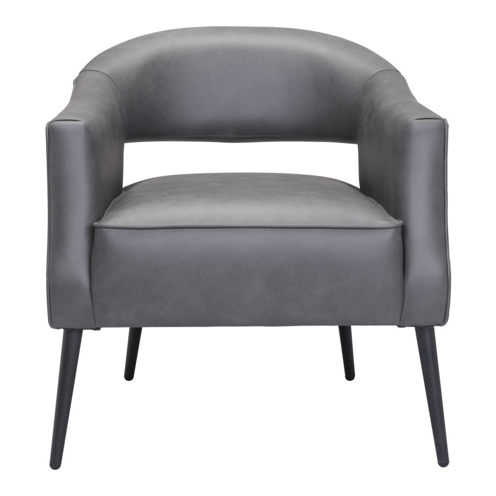Gray And Gold Faux Leather And Upholstered Arm Chair By Homeroots | Accent Chairs | Modishstore - 3