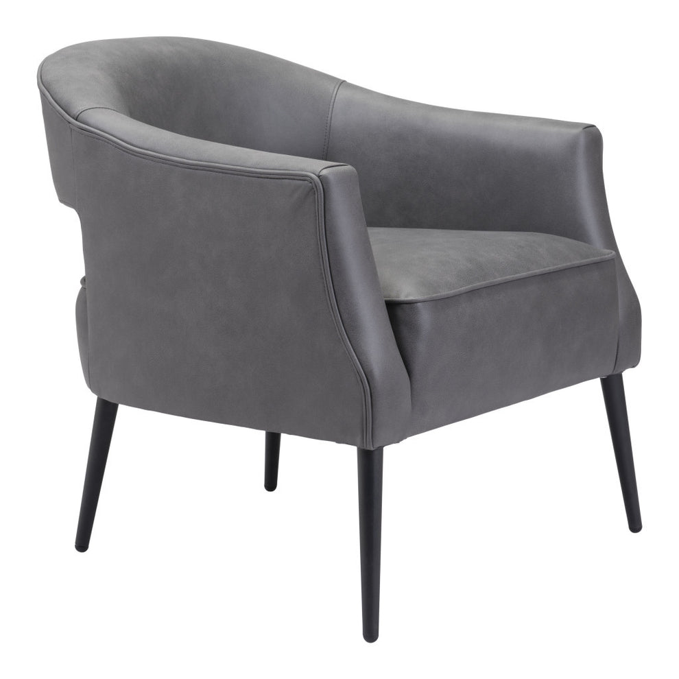 Gray And Gold Faux Leather And Upholstered Arm Chair By Homeroots | Accent Chairs | Modishstore - 5