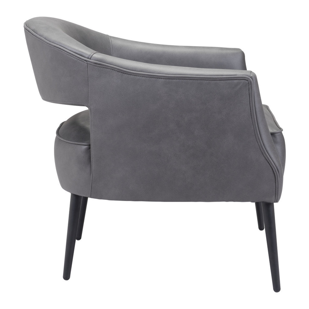 Gray And Gold Faux Leather And Upholstered Arm Chair By Homeroots | Accent Chairs | Modishstore - 6