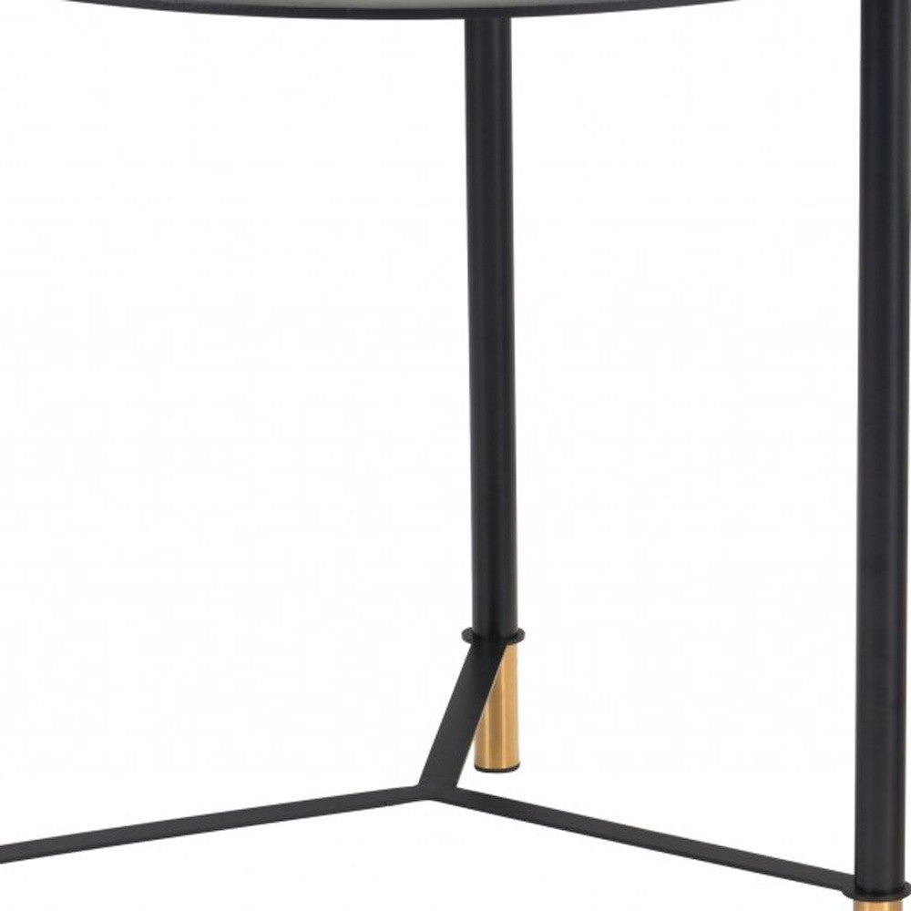 Set of Two White and Black Faux Marble And Glass And Steel Round Bunching Coffee Tables By Homeroots | Coffee Tables | Modishstore - 6