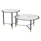 Set of Two White and Black Faux Marble And Glass And Steel Round Bunching Coffee Tables By Homeroots | Coffee Tables | Modishstore - 4