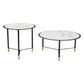 Set of Two White and Black Faux Marble And Glass And Steel Round Bunching Coffee Tables By Homeroots | Coffee Tables | Modishstore - 5