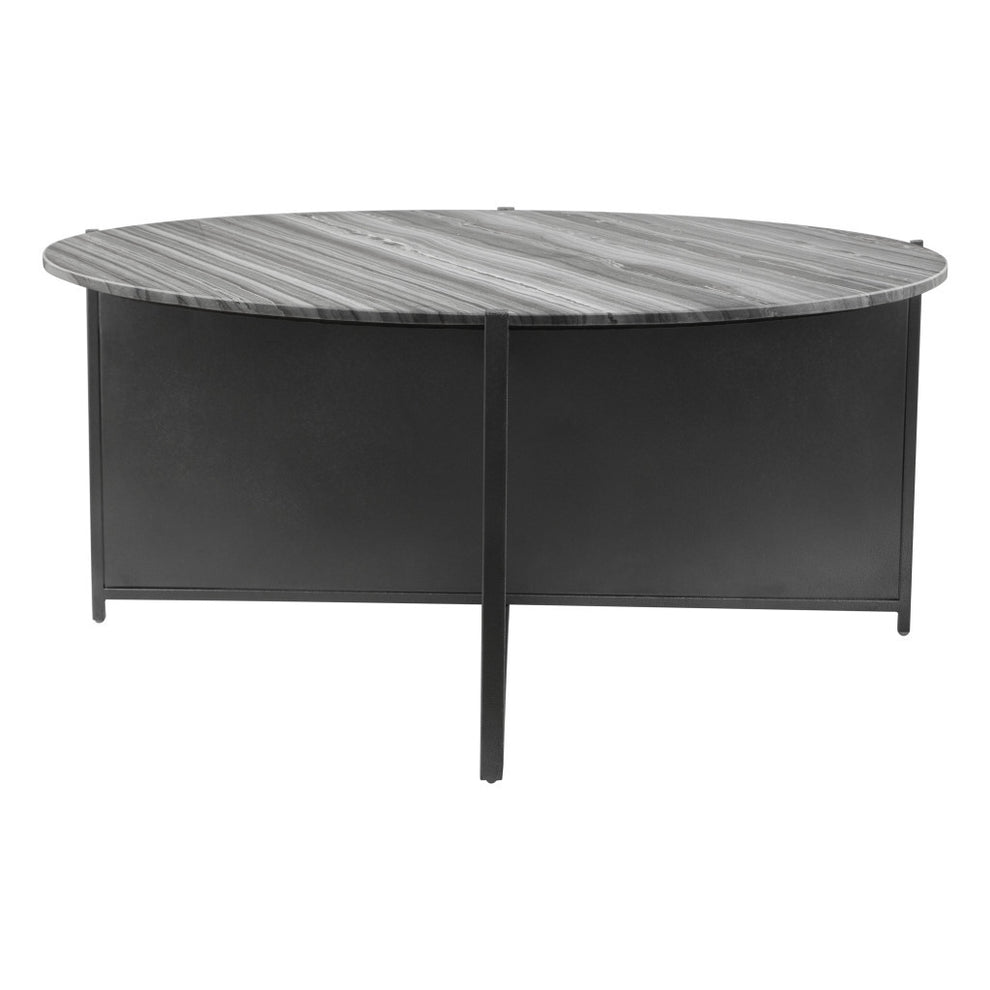 Gray and Black Faux Marble And Steel Round Coffee Table By Homeroots | Coffee Tables | Modishstore - 4