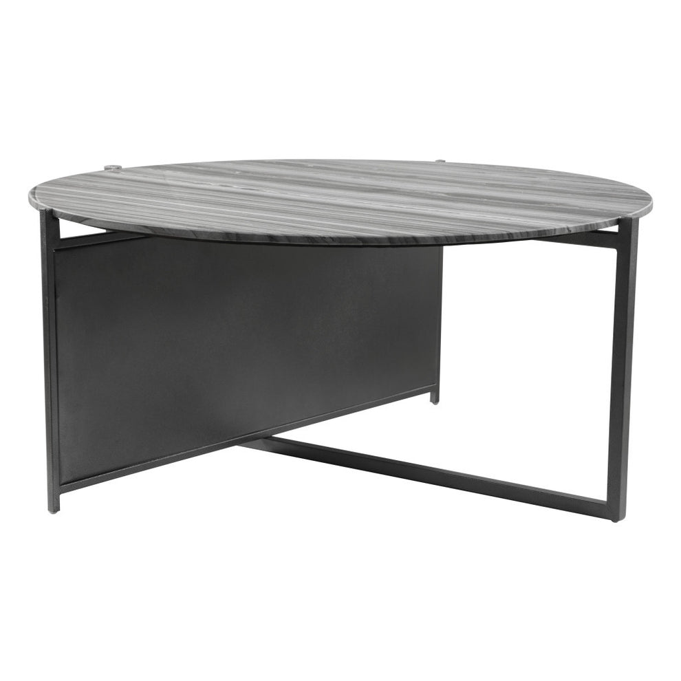Gray and Black Faux Marble And Steel Round Coffee Table By Homeroots | Coffee Tables | Modishstore - 5