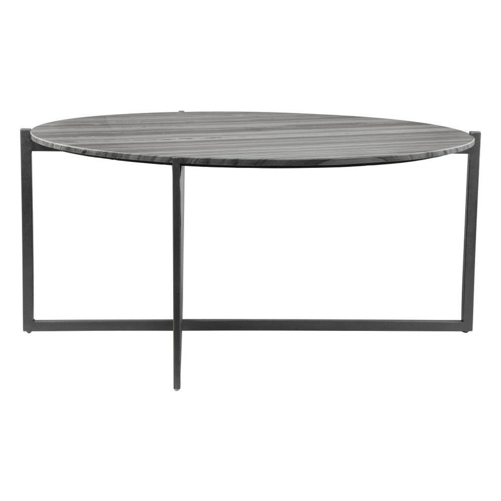 Gray and Black Faux Marble And Steel Round Coffee Table By Homeroots | Coffee Tables | Modishstore - 7