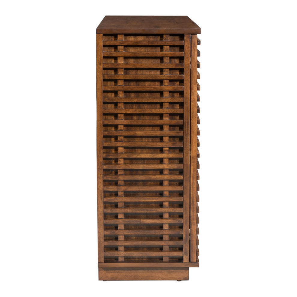 Walnut Wood Accent Cabinet With Three Shelves And Two Drawers By Homeroots | Cabinets | Modishstore - 4