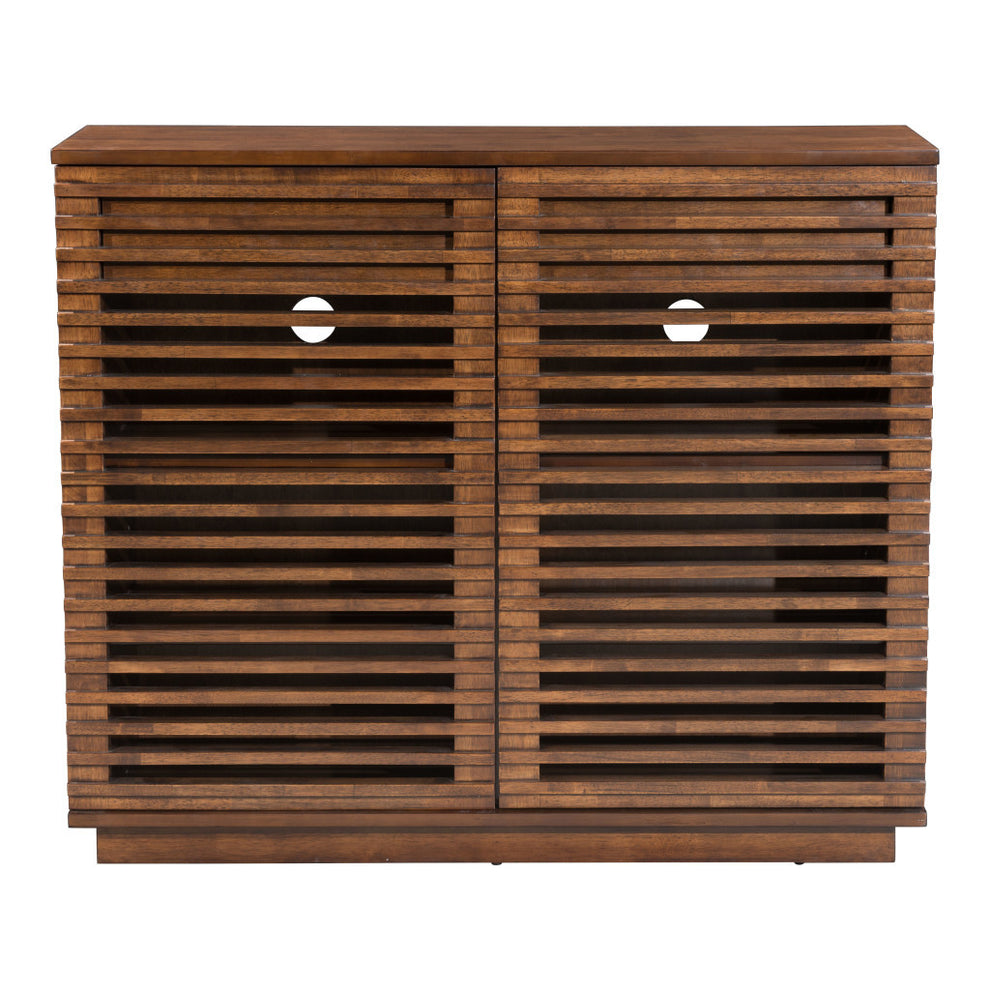 Walnut Wood Accent Cabinet With Three Shelves And Two Drawers By Homeroots | Cabinets | Modishstore - 2