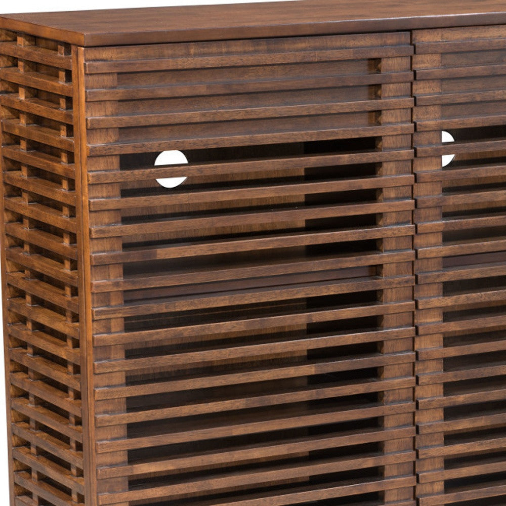 Walnut Wood Accent Cabinet With Three Shelves And Two Drawers By Homeroots | Cabinets | Modishstore - 6