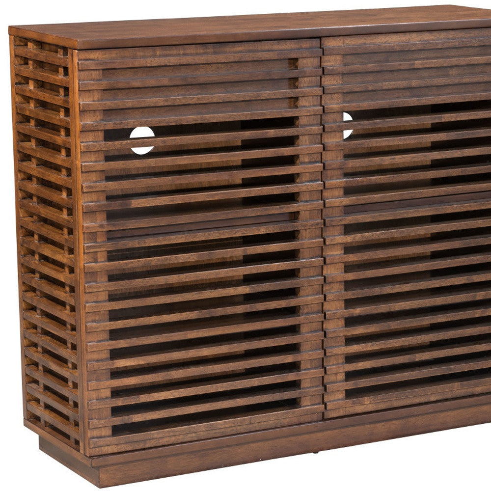 Walnut Wood Accent Cabinet With Three Shelves And Two Drawers By Homeroots | Cabinets | Modishstore - 5