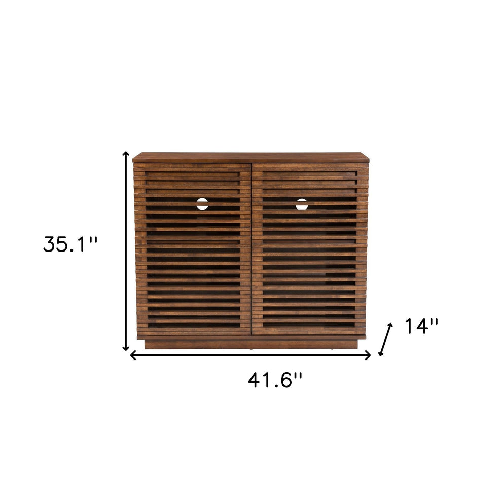Walnut Wood Accent Cabinet With Three Shelves And Two Drawers By Homeroots | Cabinets | Modishstore - 7