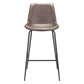 Brown and Black Steel Low Back Bar Height Bar Chair By Homeroots | Bar Stools | Modishstore - 2