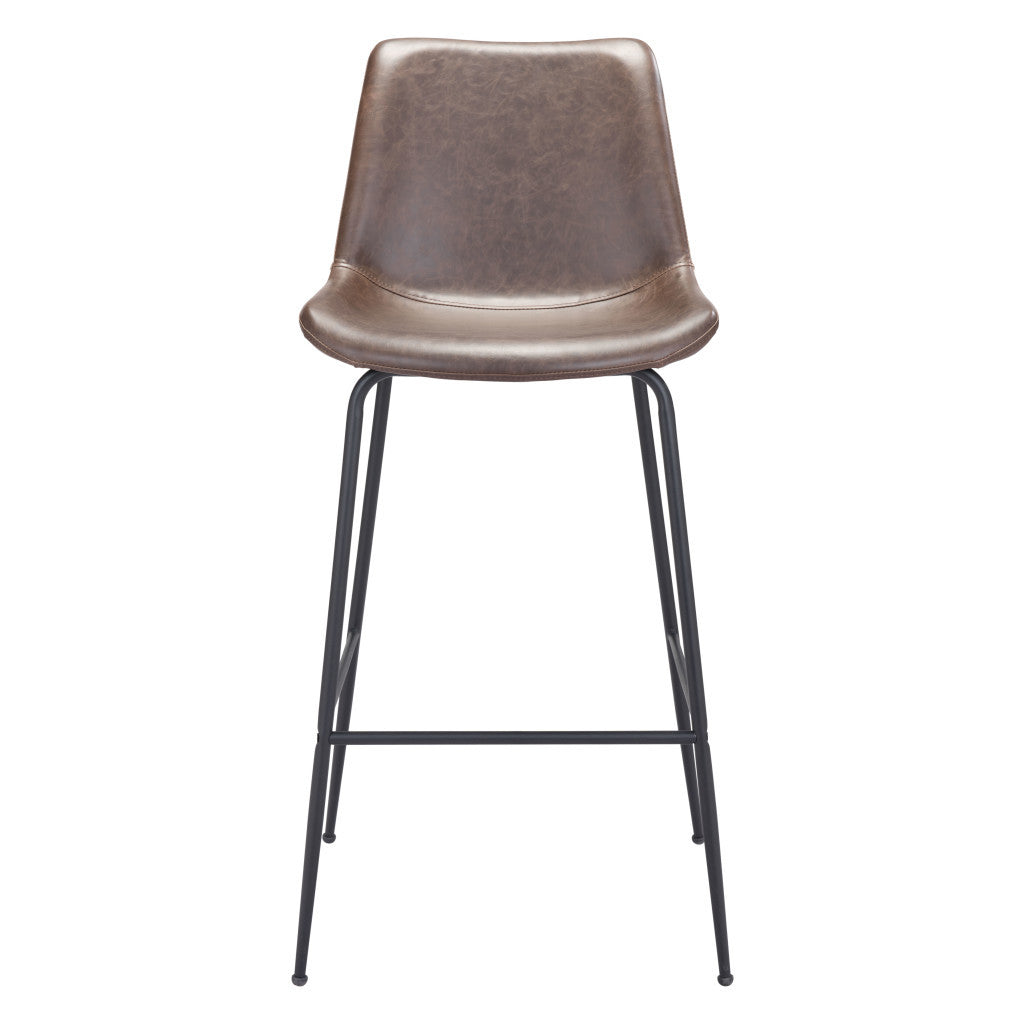 Brown and Black Steel Low Back Bar Height Bar Chair By Homeroots | Bar Stools | Modishstore - 2