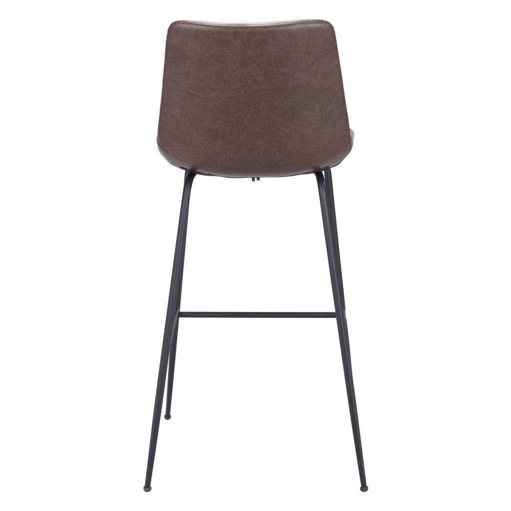 Brown and Black Steel Low Back Bar Height Bar Chair By Homeroots | Bar Stools | Modishstore - 5