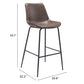 Brown and Black Steel Low Back Bar Height Bar Chair By Homeroots | Bar Stools | Modishstore - 8