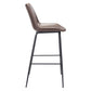 Brown and Black Steel Low Back Bar Height Bar Chair By Homeroots | Bar Stools | Modishstore - 6