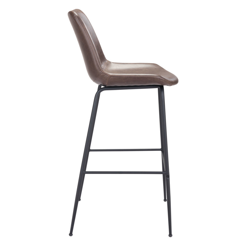 Brown and Black Steel Low Back Bar Height Bar Chair By Homeroots | Bar Stools | Modishstore - 6