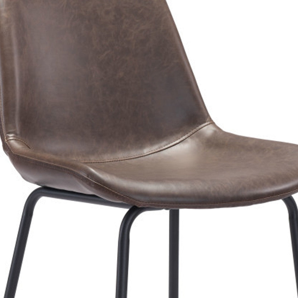 Brown and Black Steel Low Back Bar Height Bar Chair By Homeroots | Bar Stools | Modishstore - 7