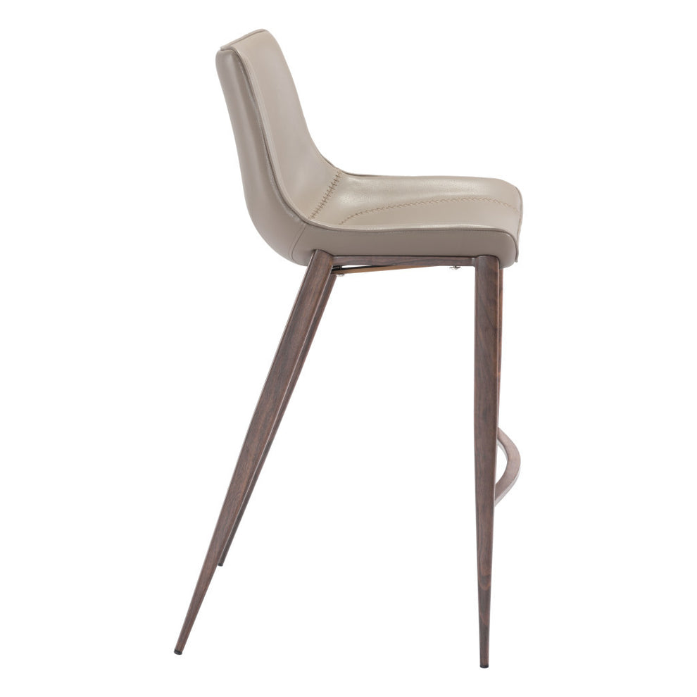 Set of Two Gray And Brown Steel Low Back Bar Height Bar Chairs By Homeroots | Bar Stools | Modishstore - 5
