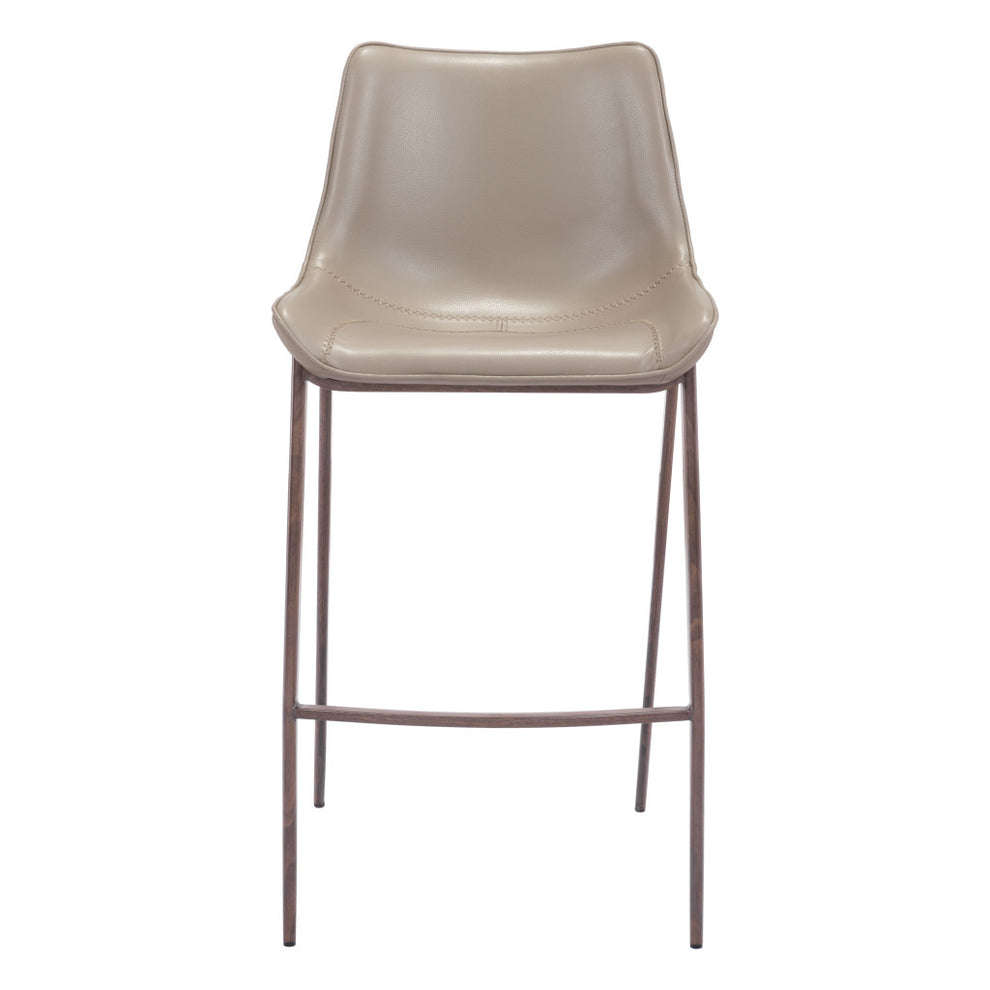 Set of Two Gray And Brown Steel Low Back Bar Height Bar Chairs By Homeroots | Bar Stools | Modishstore - 2