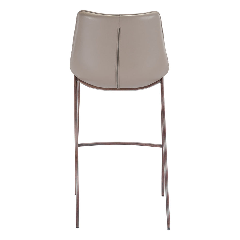 Set of Two Gray And Brown Steel Low Back Bar Height Bar Chairs By Homeroots | Bar Stools | Modishstore - 6