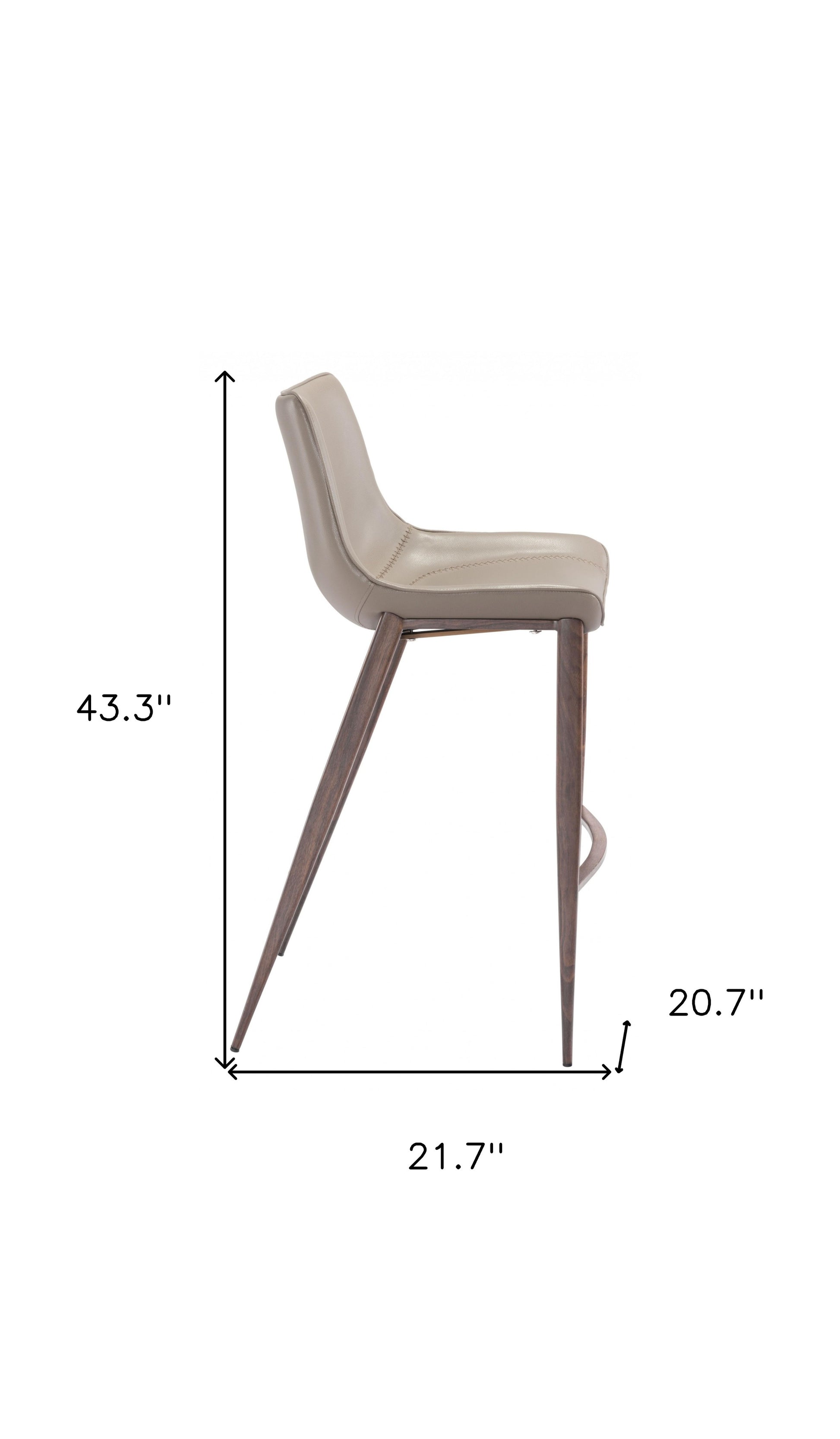 Set of Two Gray And Brown Steel Low Back Bar Height Bar Chairs By Homeroots | Bar Stools | Modishstore - 3