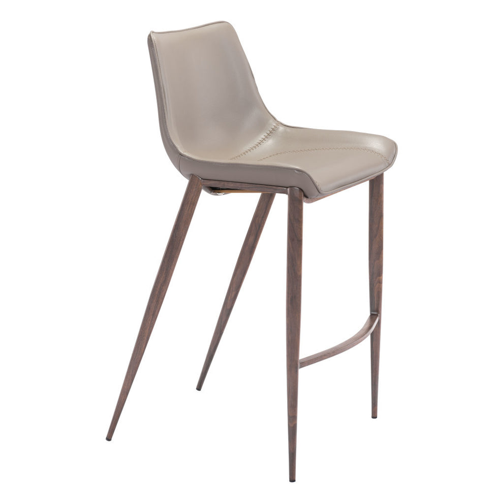 Set of Two Gray And Brown Steel Low Back Bar Height Bar Chairs By Homeroots | Bar Stools | Modishstore - 4