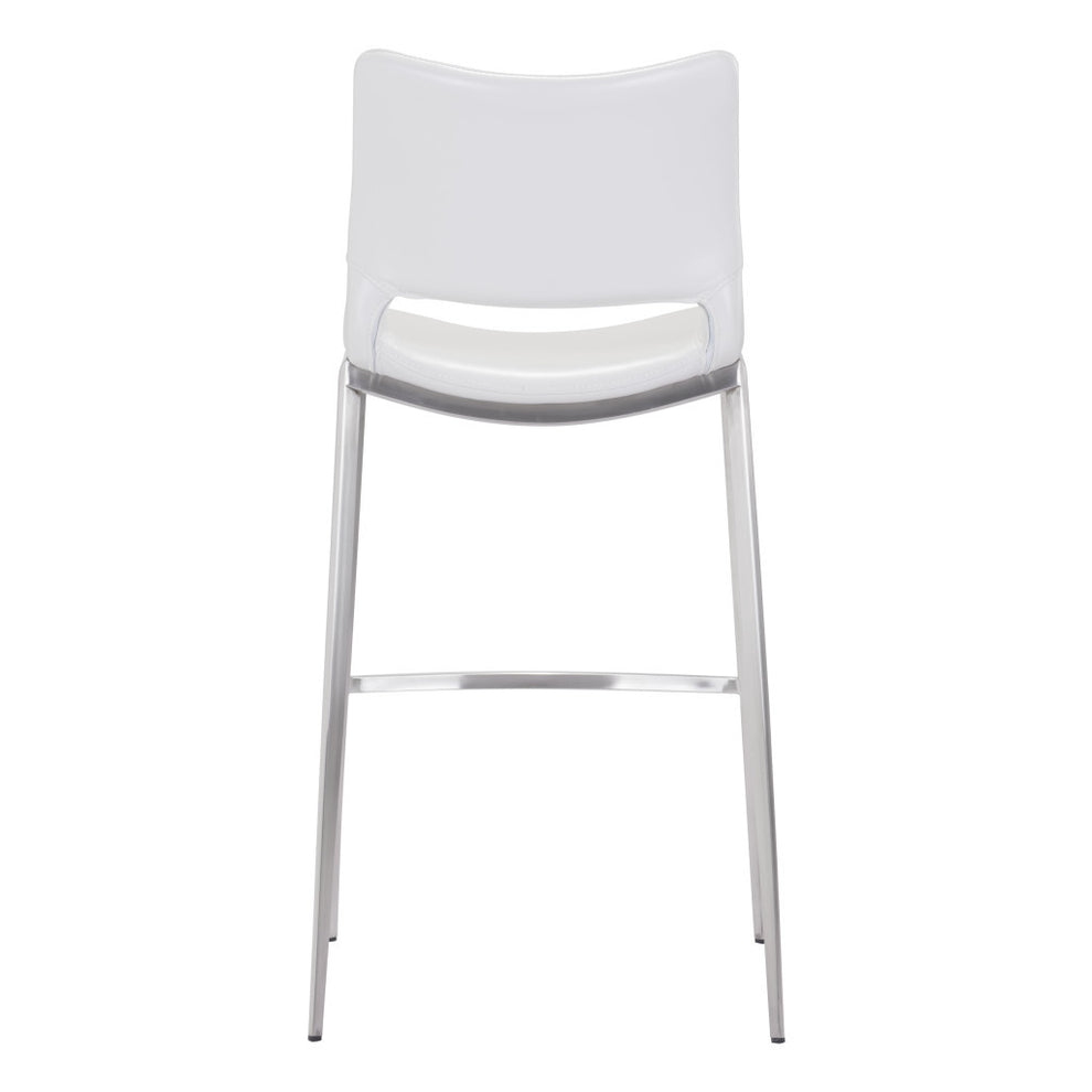 Set of Two White And Silver Steel Low Back Bar Height Bar Chairs By Homeroots | Bar Stools | Modishstore - 3