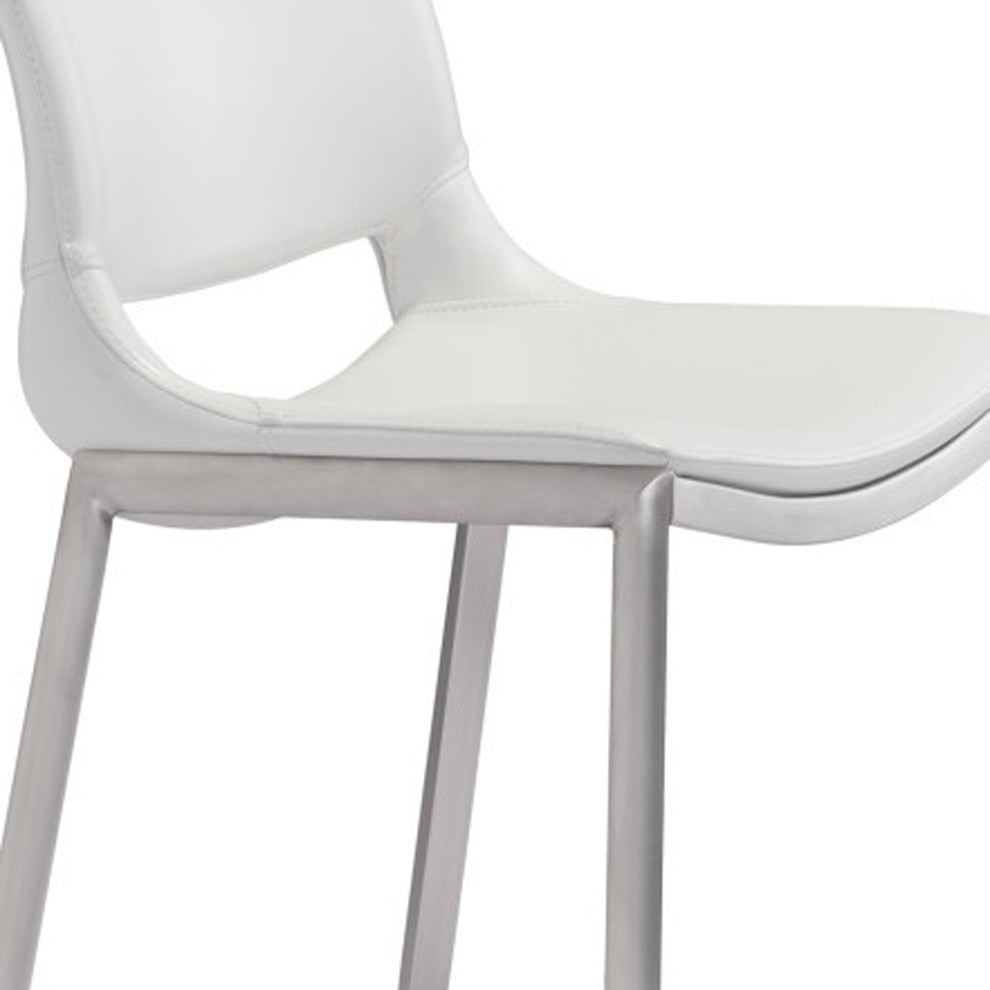 Set of Two White And Silver Steel Low Back Bar Height Bar Chairs By Homeroots | Bar Stools | Modishstore - 5