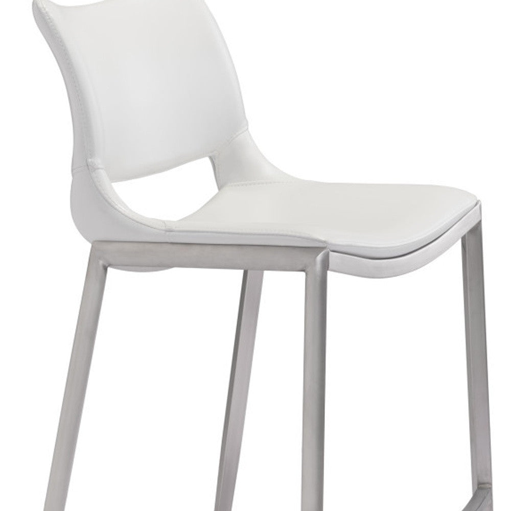 Set of Two White And Silver Steel Low Back Bar Height Bar Chairs By Homeroots | Bar Stools | Modishstore - 8