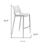Set of Two White And Silver Steel Low Back Bar Height Bar Chairs By Homeroots | Bar Stools | Modishstore - 7