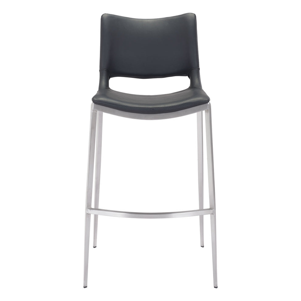 Set of Two Black And Silver Steel Low Back Bar Height Bar Chairs By Homeroots | Bar Stools | Modishstore - 3