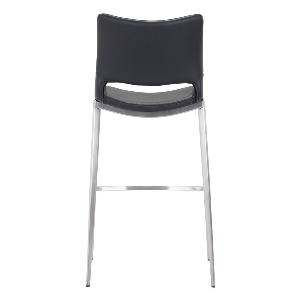 Set of Two Black And Silver Steel Low Back Bar Height Bar Chairs By Homeroots | Bar Stools | Modishstore - 4