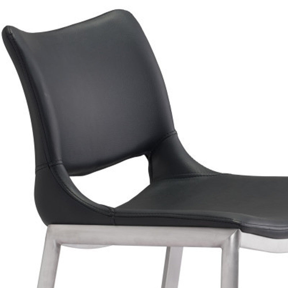 Set of Two Black And Silver Steel Low Back Bar Height Bar Chairs By Homeroots | Bar Stools | Modishstore - 6