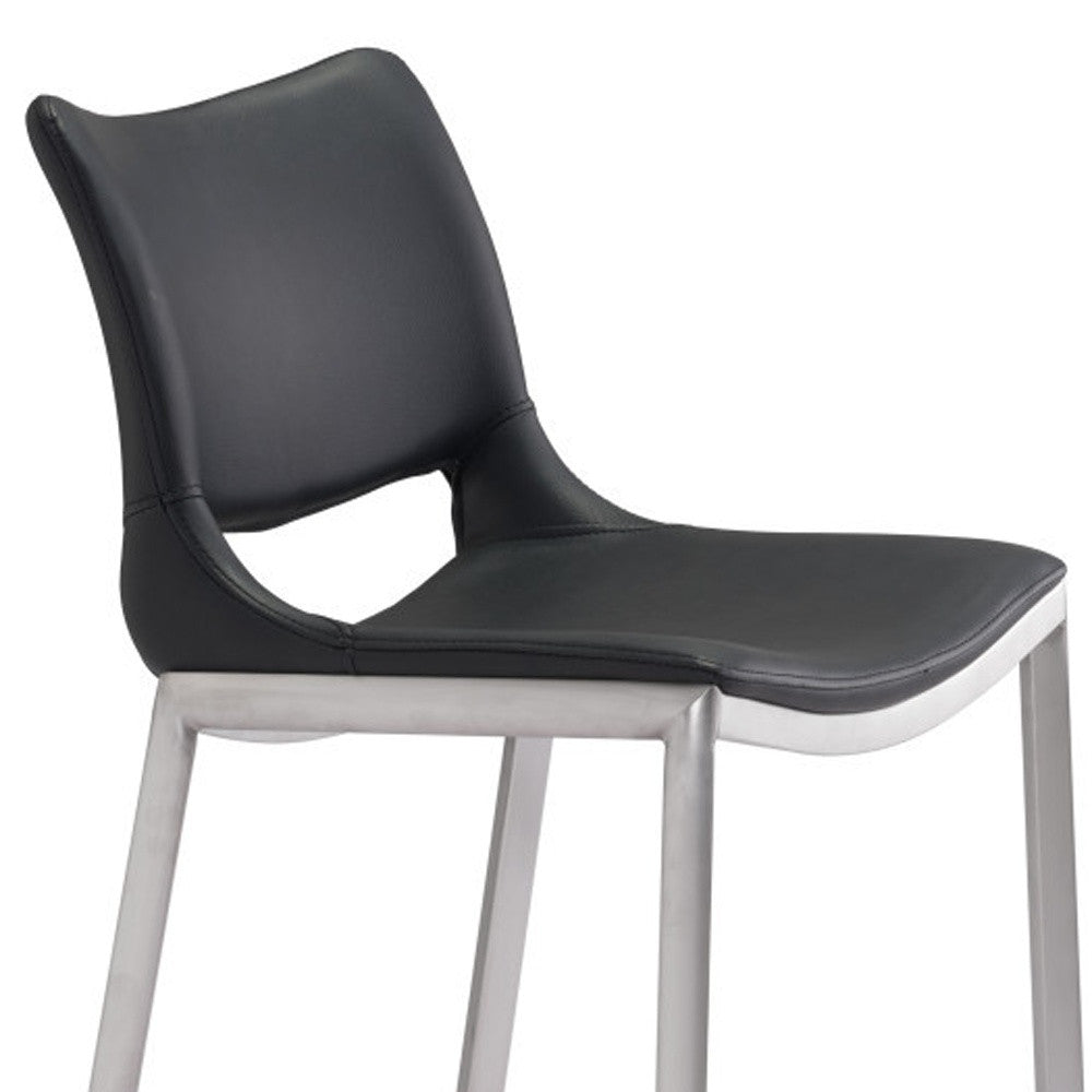 Set of Two Black And Silver Steel Low Back Bar Height Bar Chairs By Homeroots | Bar Stools | Modishstore - 7