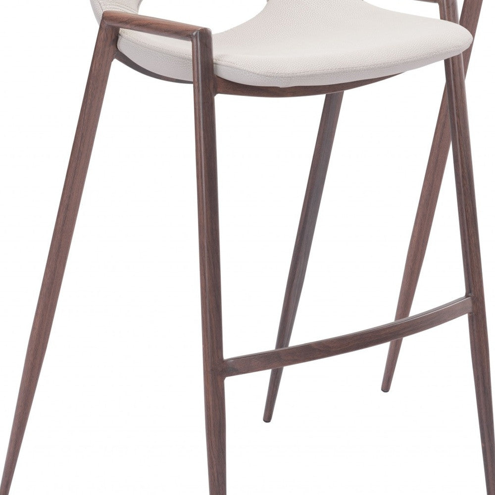 Set of Two Beige And Brown Steel Low Back Bar Height Bar Chairs By Homeroots | Bar Stools | Modishstore - 7