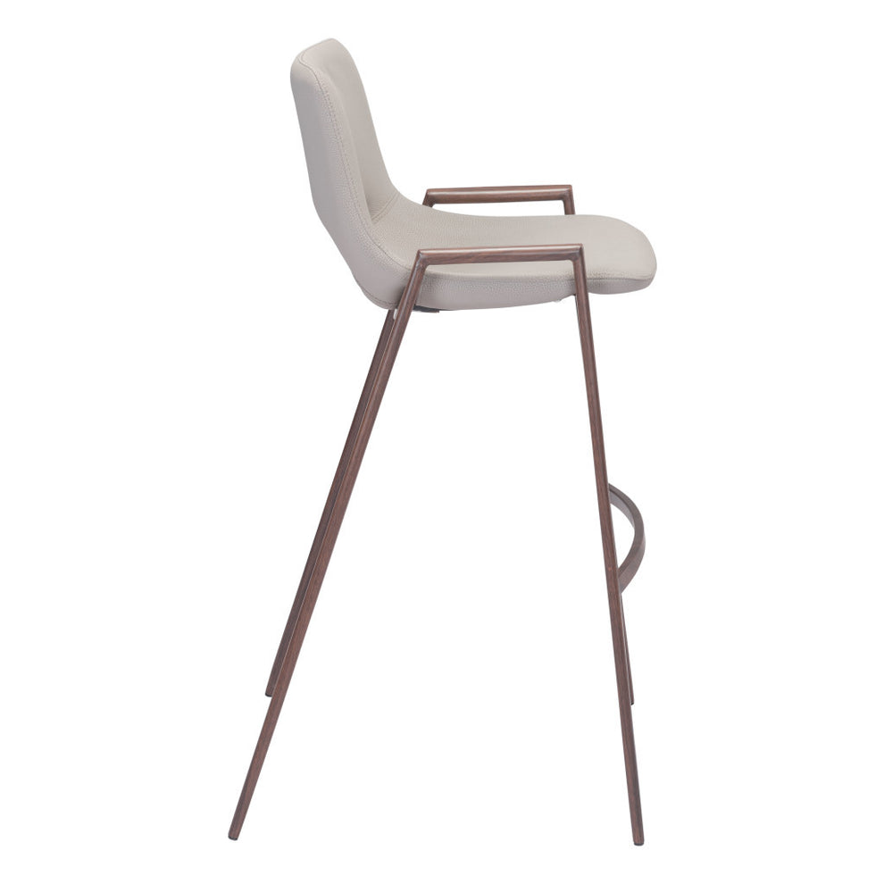 Set of Two Beige And Brown Steel Low Back Bar Height Bar Chairs By Homeroots | Bar Stools | Modishstore - 3