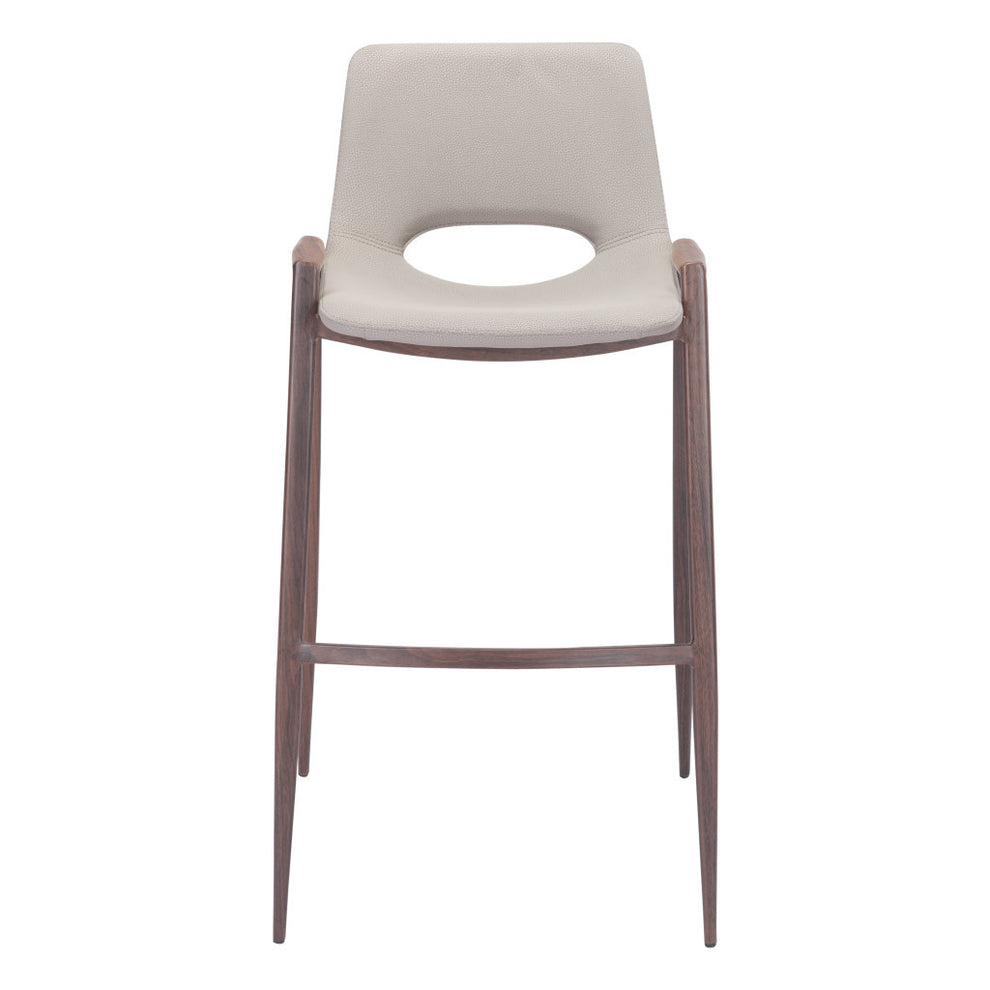 Set of Two Beige And Brown Steel Low Back Bar Height Bar Chairs By Homeroots | Bar Stools | Modishstore - 8