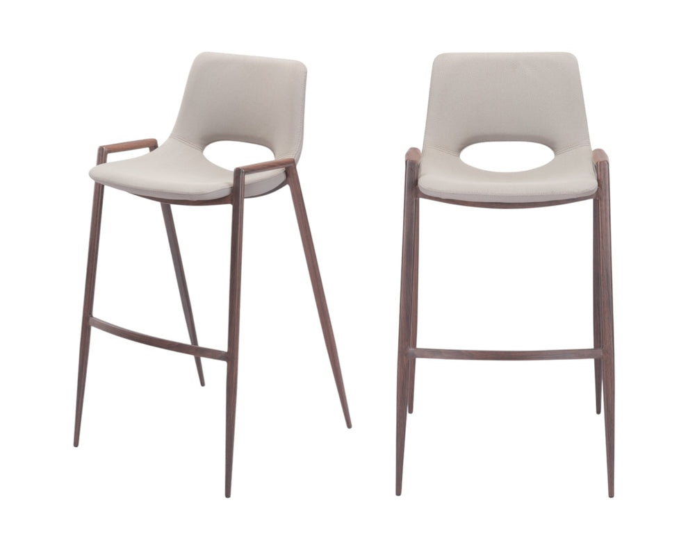 Set of Two Beige And Brown Steel Low Back Bar Height Bar Chairs By Homeroots | Bar Stools | Modishstore - 4