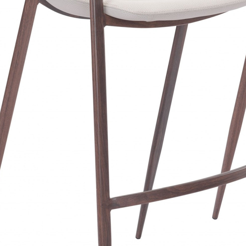 Set of Two Beige And Brown Steel Low Back Bar Height Bar Chairs By Homeroots | Bar Stools | Modishstore - 6
