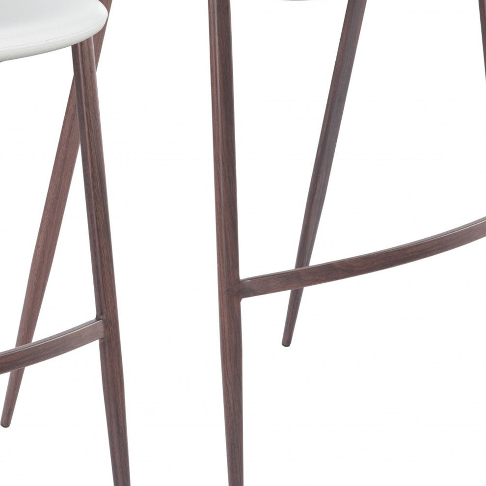 Set of Two White And Brown Steel Low Back Bar Height Bar Chairs By Homeroots | Bar Stools | Modishstore - 6