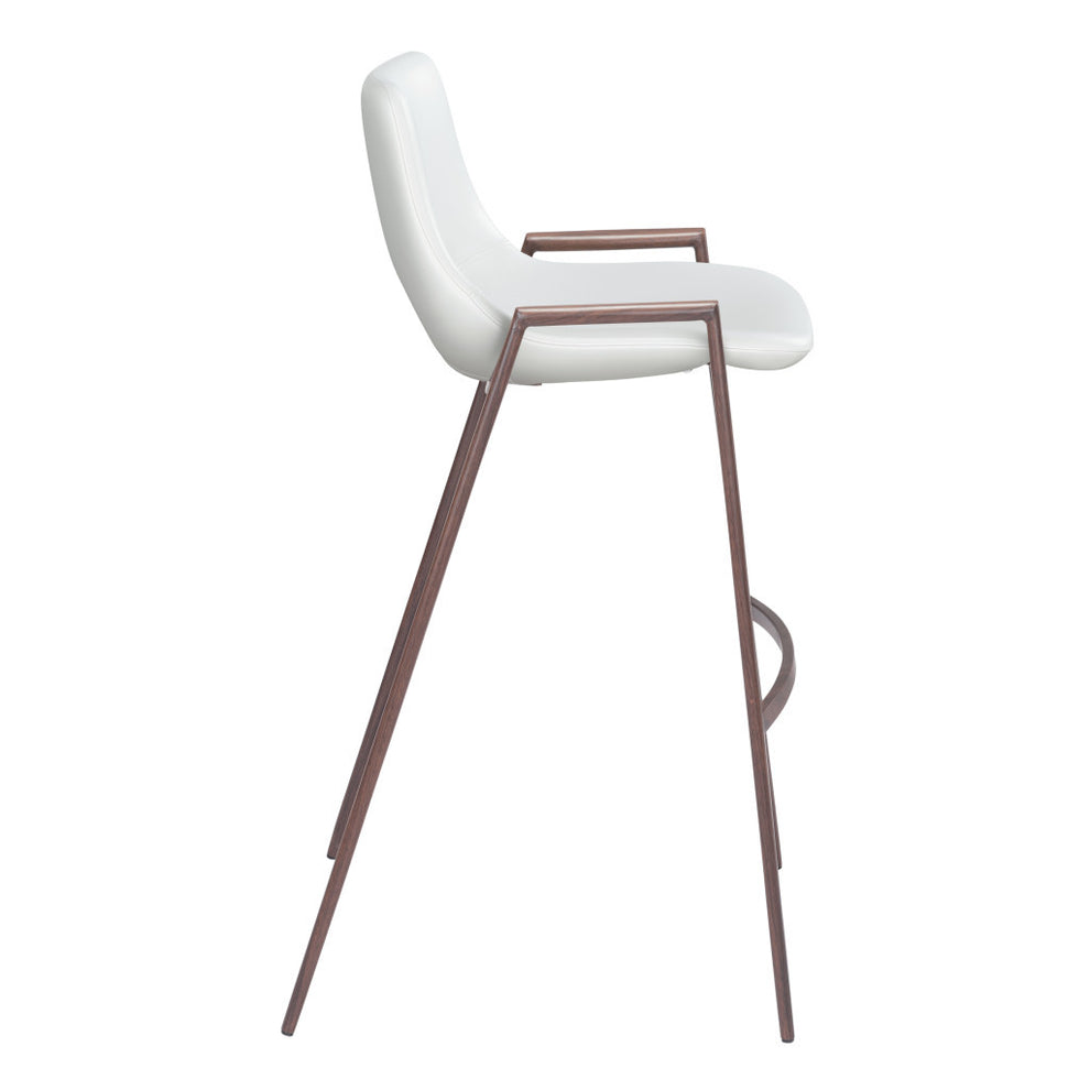 Set of Two White And Brown Steel Low Back Bar Height Bar Chairs By Homeroots | Bar Stools | Modishstore - 2