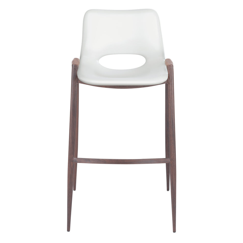 Set of Two White And Brown Steel Low Back Bar Height Bar Chairs By Homeroots | Bar Stools | Modishstore - 3