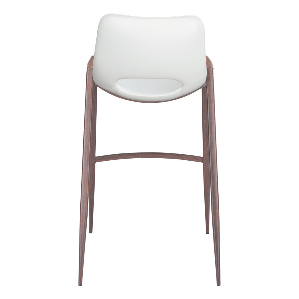 Set of Two White And Brown Steel Low Back Bar Height Bar Chairs By Homeroots | Bar Stools | Modishstore - 4